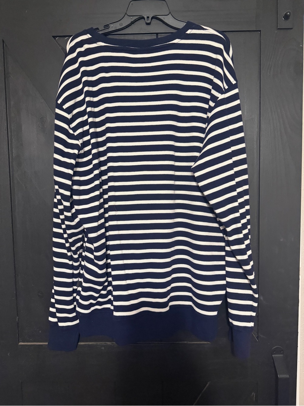 Striped Crewneck Sweater in Navy and White - Picture 2 of 5